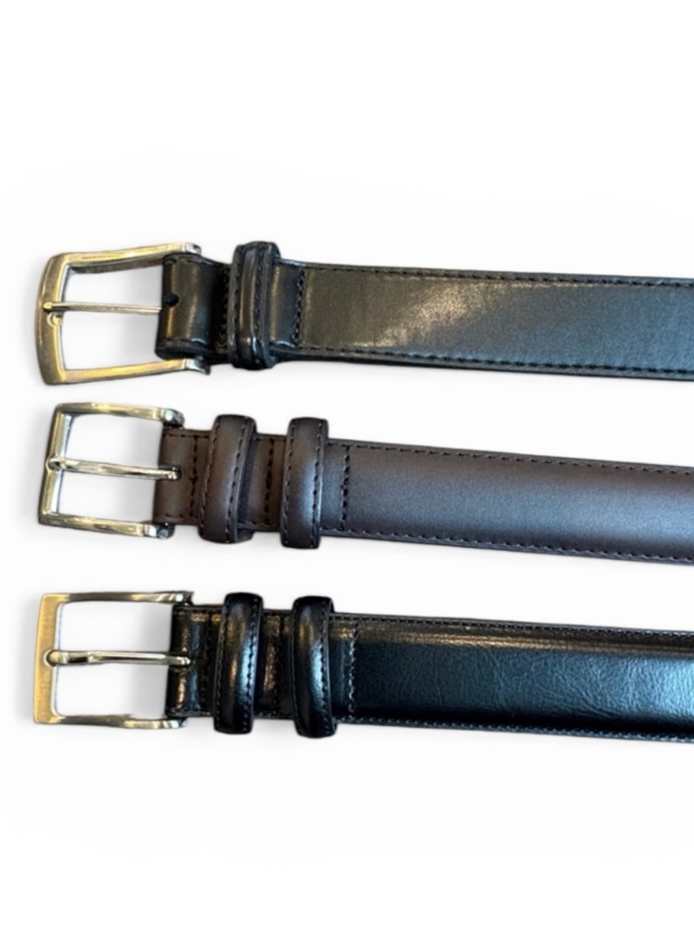 Leather Belts Men’s 40 Lot of 3 Two Black & One Brown Stafford